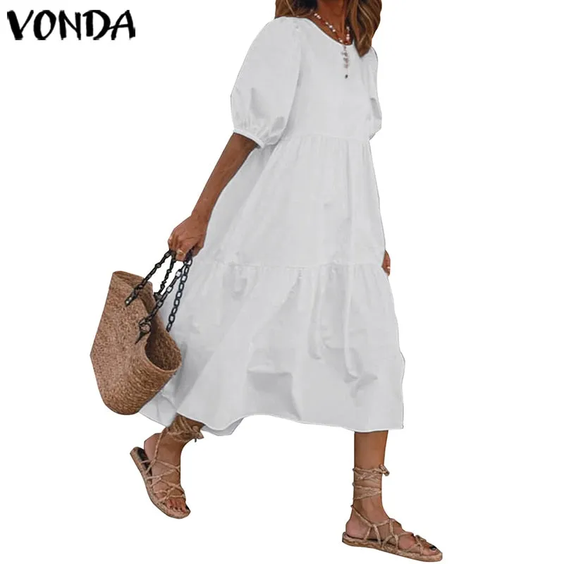 Women's Summer Sundress Elegant Dress Beach Vintage Swing Party Long Dress 2022 VONDA Bohemian Vestidos  Casual Robe