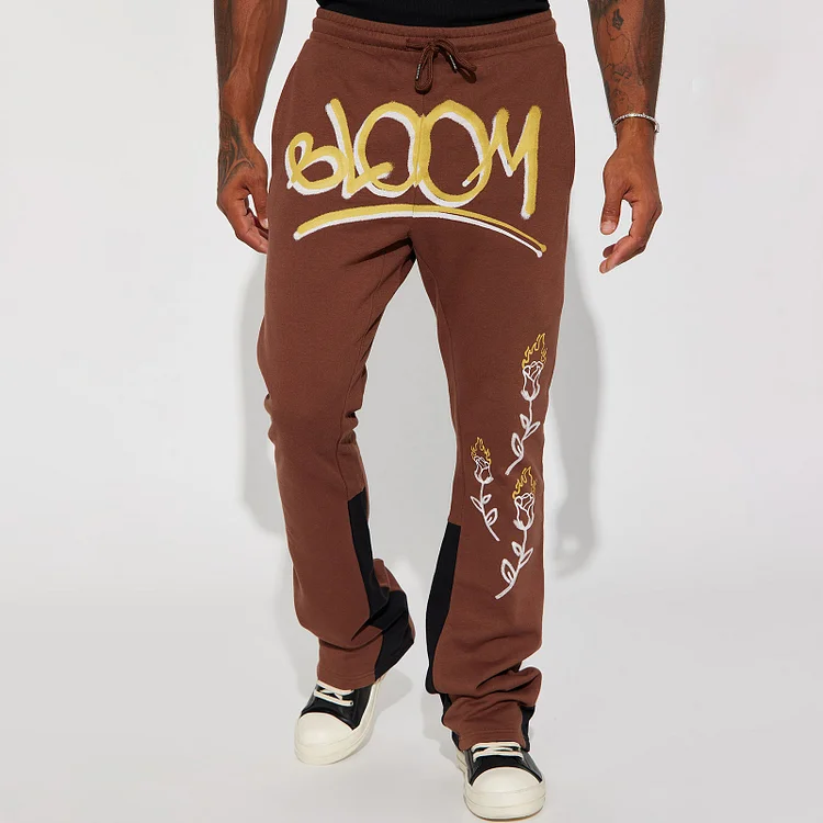 Sopula Vintage Graphic Rose Bloom Flared Sweatpants