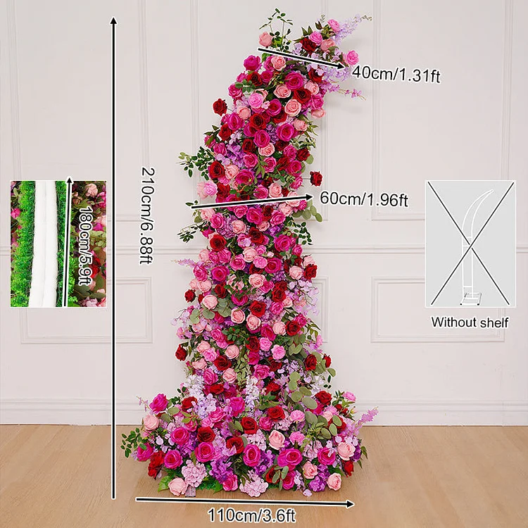 A8673 Hot Pink Rose Floral Arrangement Wedding Horn Arch Decor