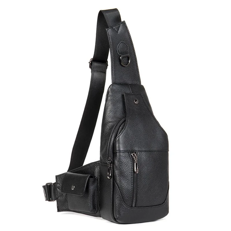 Mens Casual Multipurpose Vintage Large Capacity Leather Chest Packs