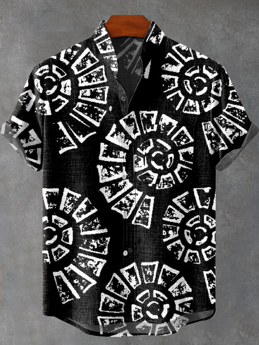 Vintage Art Conch Vintage Print Casual 100% Cotton Shirt