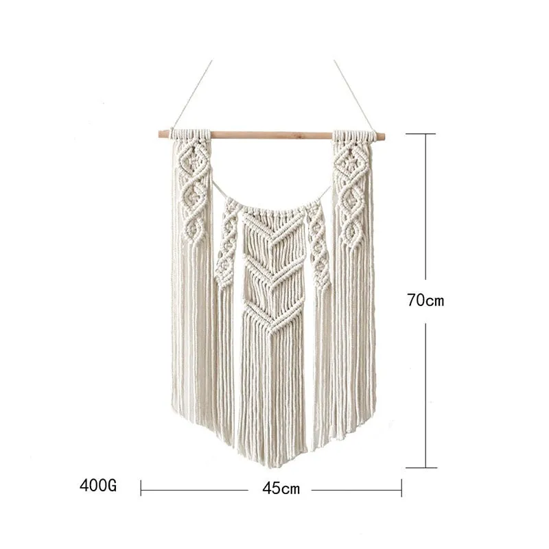 Macrame Tapestry Handmade Woven Macrame Wall Hanging Tapestry Leaf Feather Boho Decoration Home Decor Aesthetic Wall Tapestry
