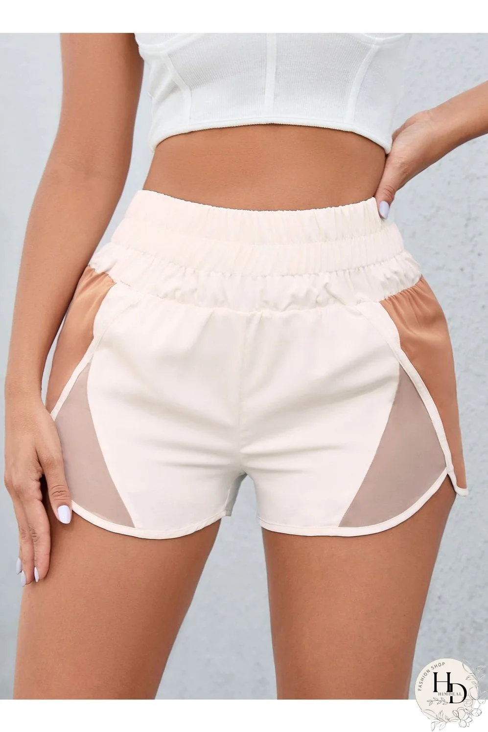 Color Block Wide Waistband Shorts