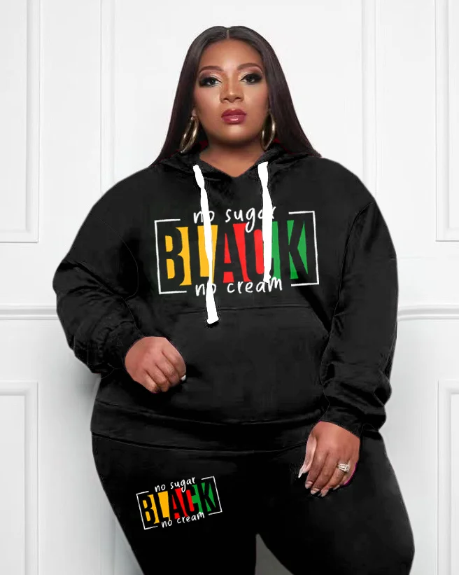 Women's Plus Size No Sugar No Cream Hoodie Set