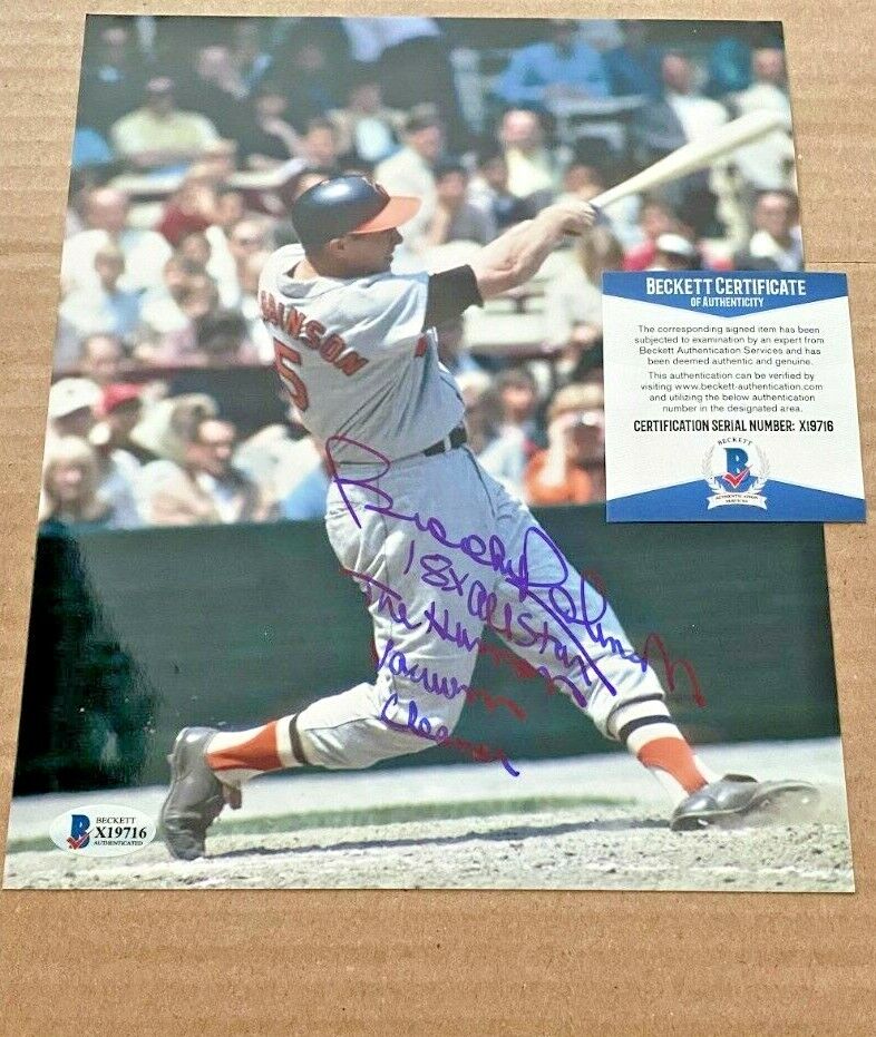 BROOKS ROBINSON SIGNED BALTIMORE ORIOLES 8X10 Photo Poster painting W/2 INSCRIPTIONS BECKETT