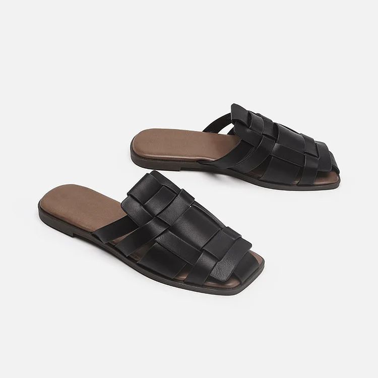 Casual Woven Flat Bottom Sandals - yankia