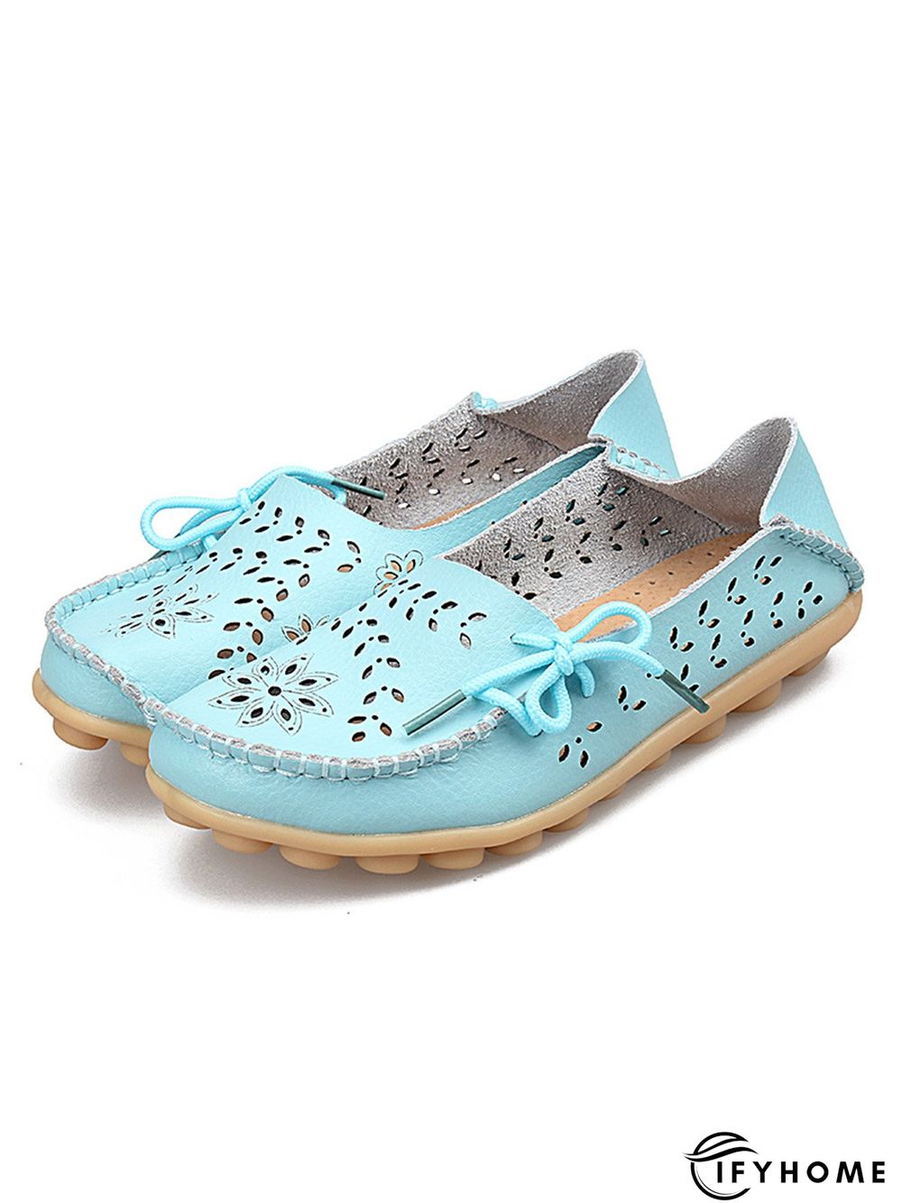 Cowhide Hollow Lace-up Portable Shoes | IFYHOME