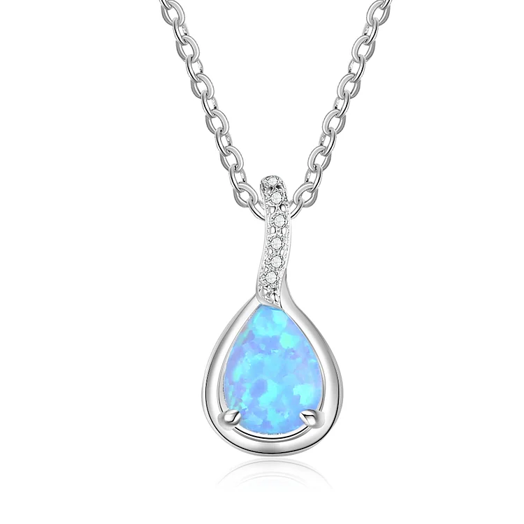 Opal Teardrop Pendant Necklace for Women
