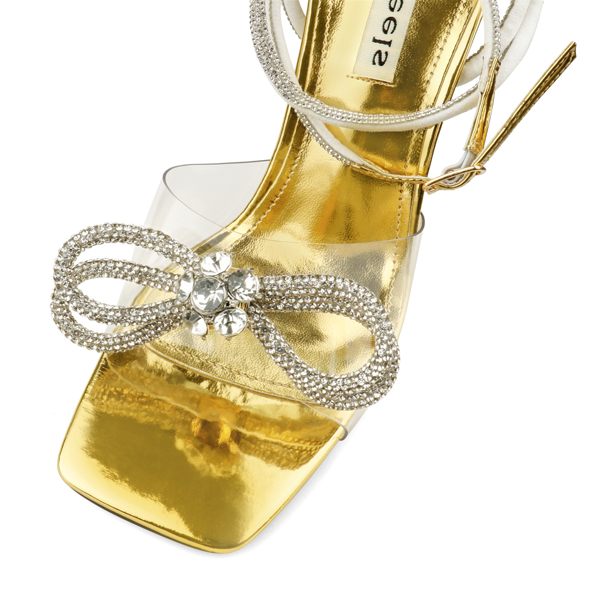 9.5cm/3.74 Double Bow Crystallized High Heels