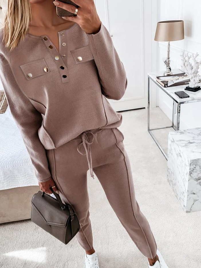 Rotimia V-neck drawstring trousers set