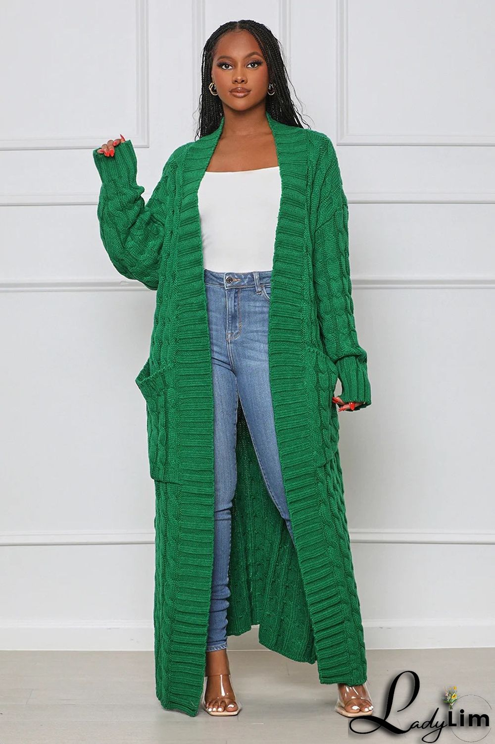 Women Winter Long Sleeve Plush Long Sweater Jacket