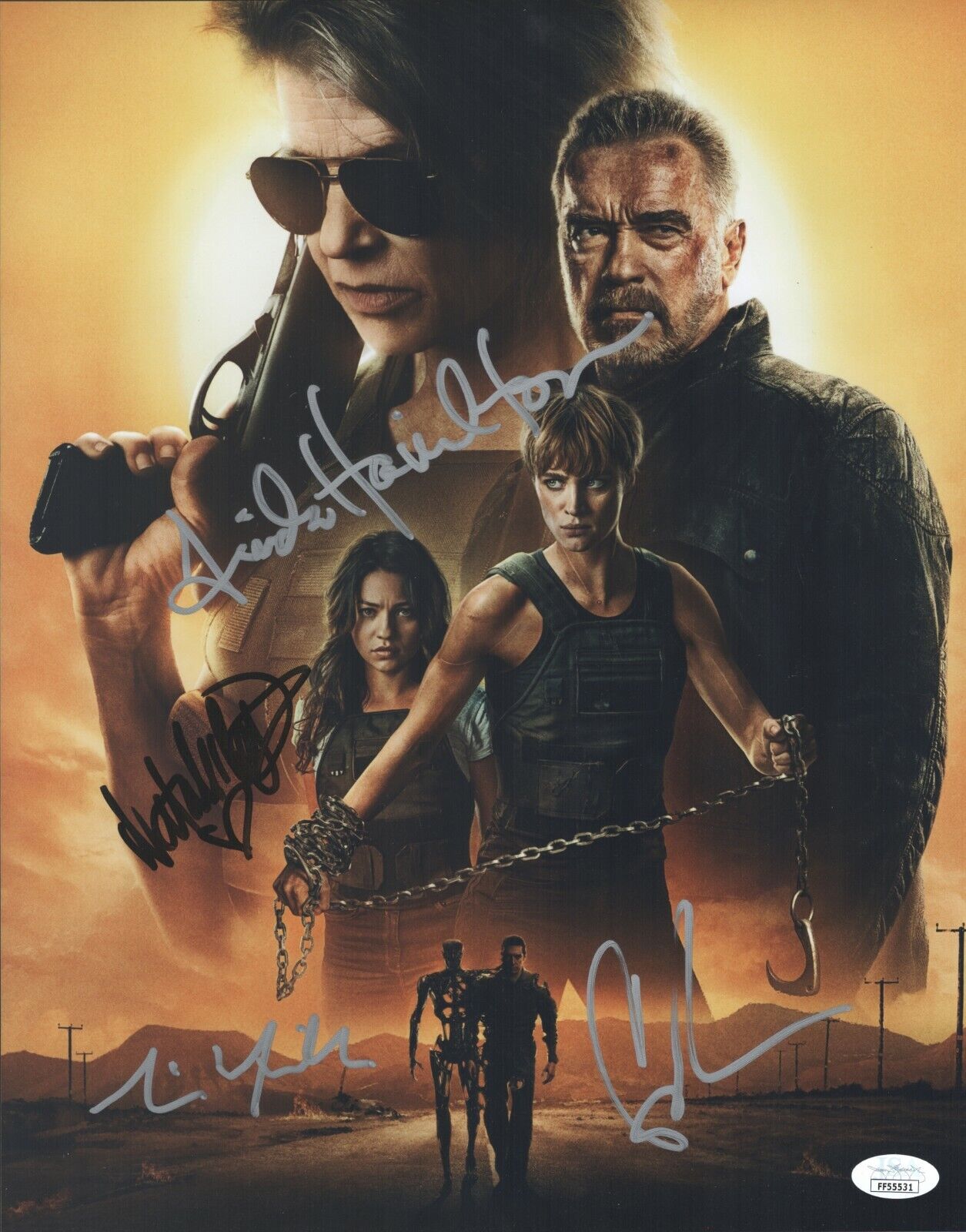 Terminator: Dark Fate Hand Signed 11x14 Linda Hamilton +3 “Sarah Connor” JSA COA