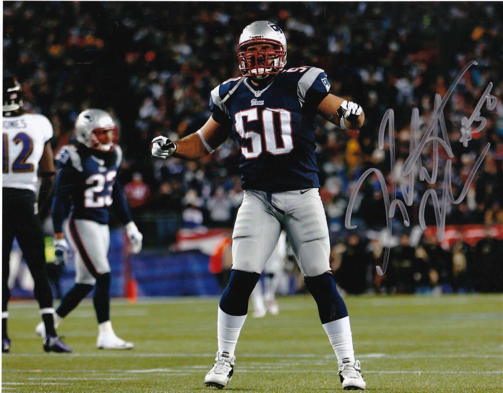 ROB NIKNKOVICH NEW ENGLAND PATRIOTS ACTION SIGNED 8x10