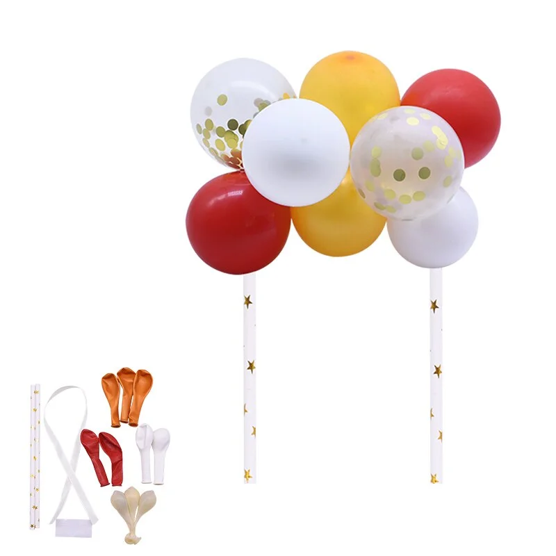 1set Creative 10pcs 5inch Balloon Cake Topper Set Birthday Party Decoration Cake Toppers Baby Shower Wedding Decor Supplies