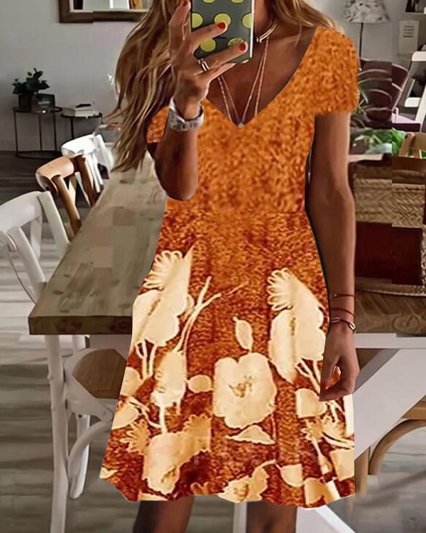 Sexy V-Neck Loose Print Dress