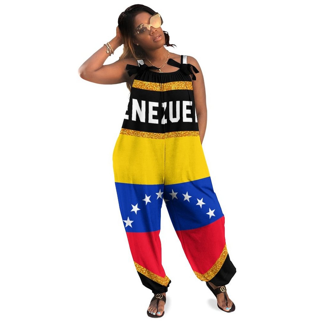 Venezuela Flag Boho Vintage Loose Overall Corset Jumpsuit Without Top