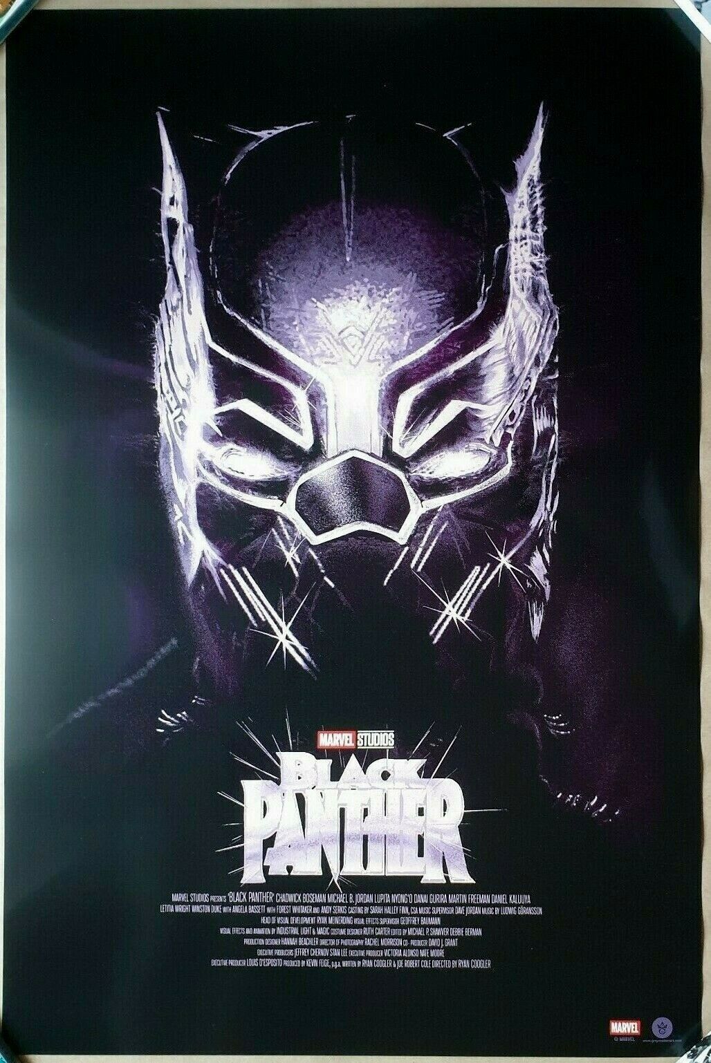 FERNANDO REZA - BLACK PANTHER Screen Print /190 FOIL Poster Chadwick Boseman