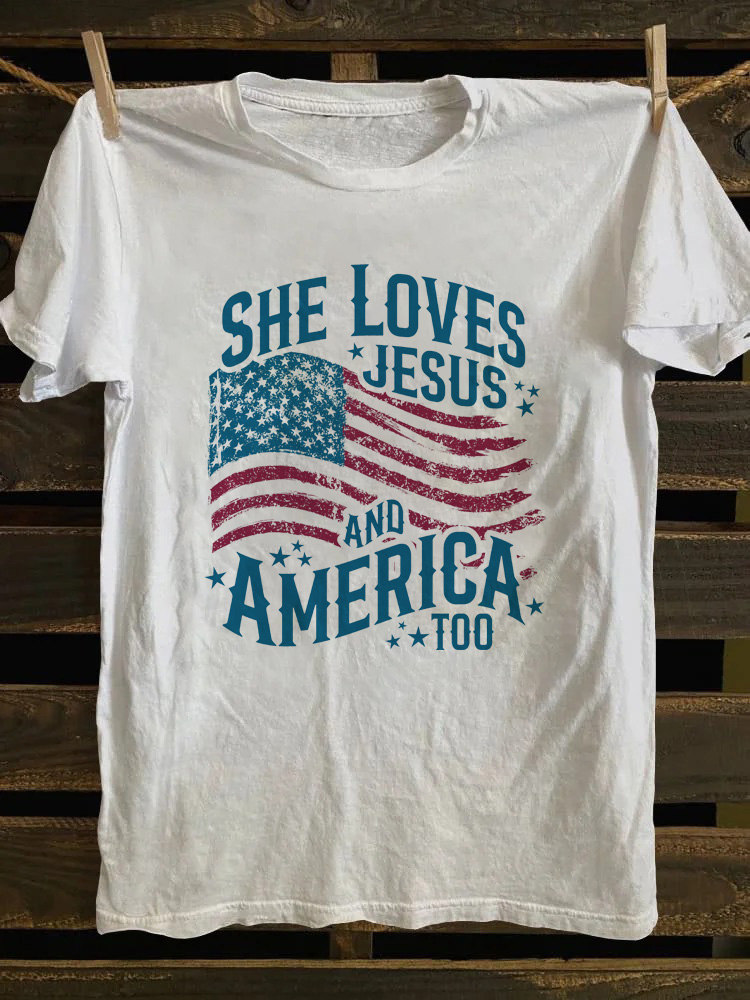 She Loves Jesus and America Too Patriotic T-shirt