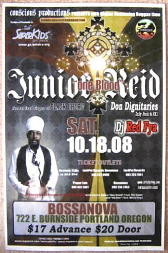 JUNIOR REID 2008 Gig POSTER Portland Oregon Concert BLACK UHURU