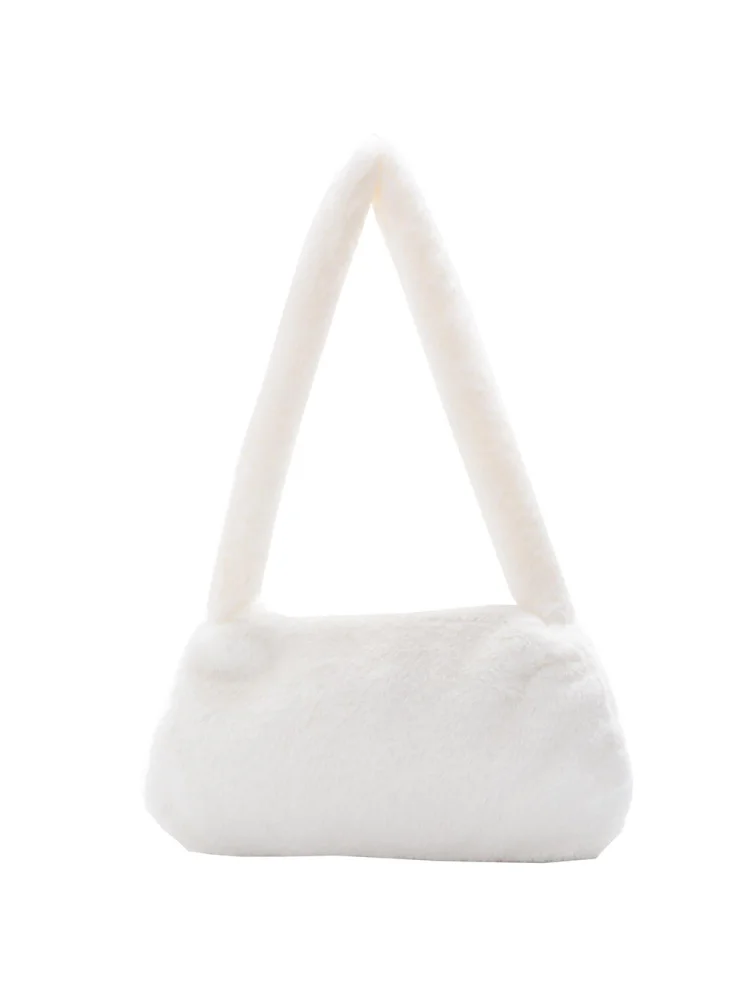 Animal Pattern Underarm Bag Women Mini Plush Shoulder Handbags Purse (1)