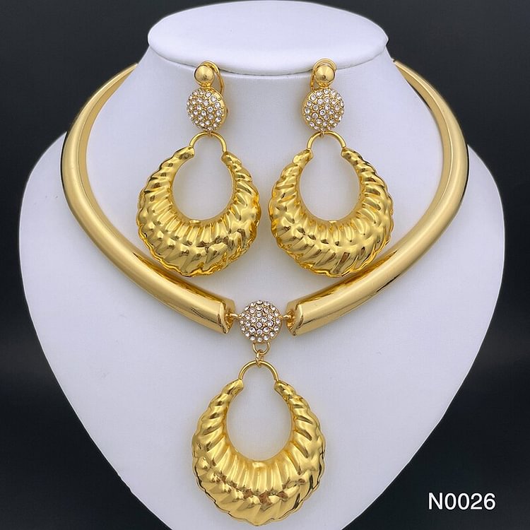 Gold Color Fashion Jewelry Necklace Earring sets For Women Jewelry