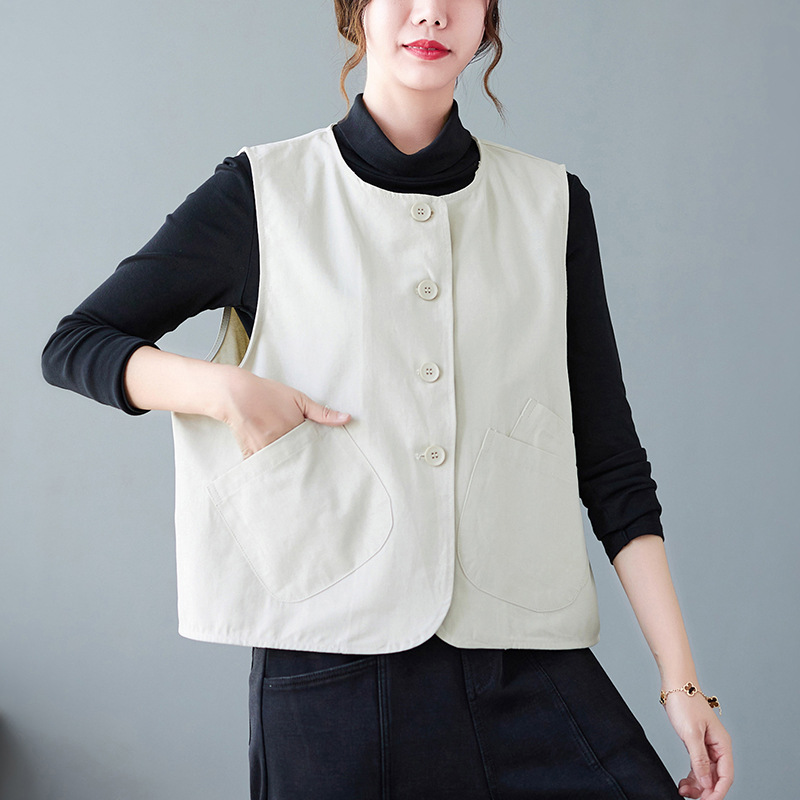 Literary Loose Solid Color Vest