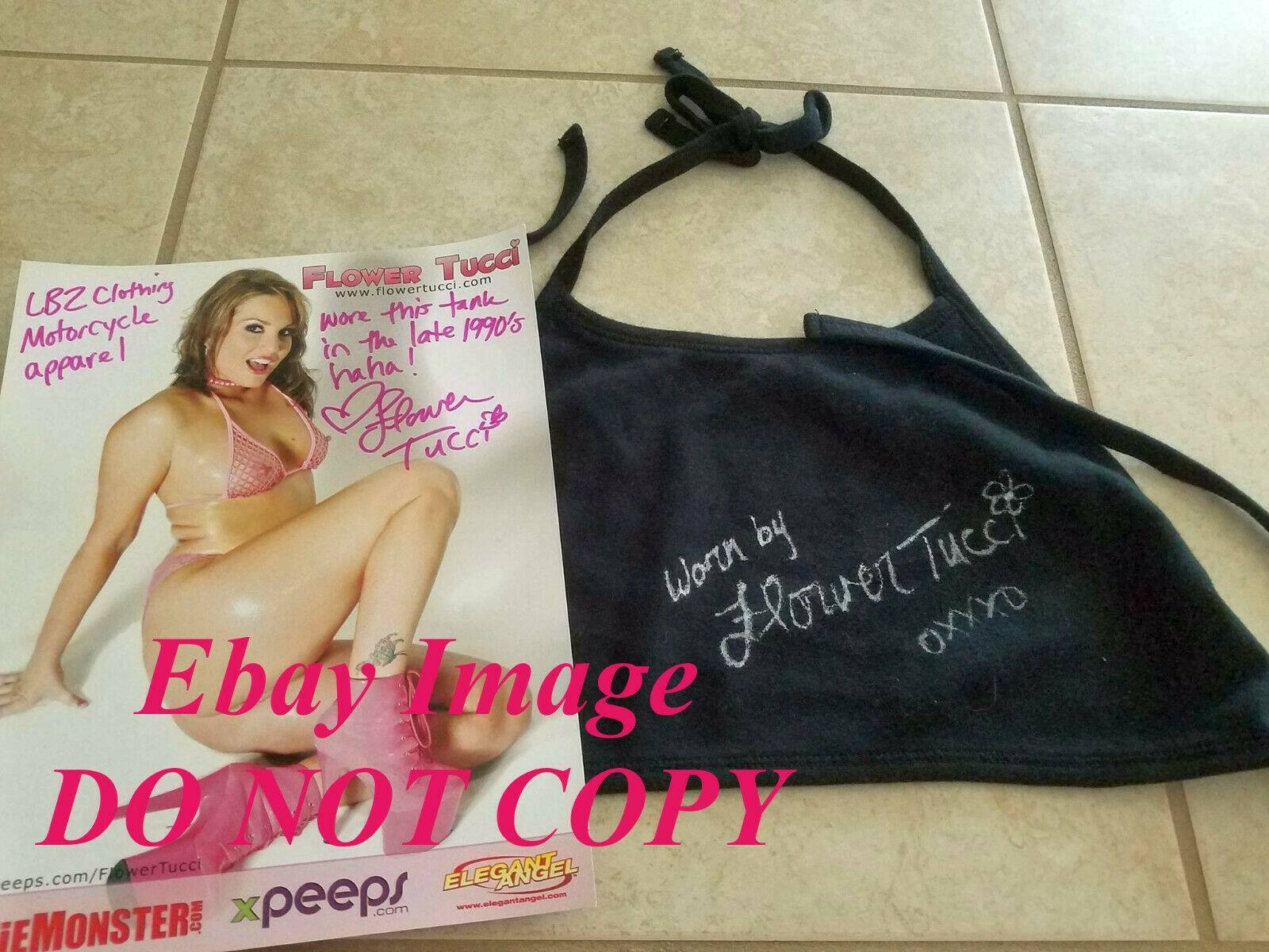 FLOWER TUCCI: Personal Worn Signed Shirt & Photo Poster painting w/COA Adult Porn Star Sexy 1/1