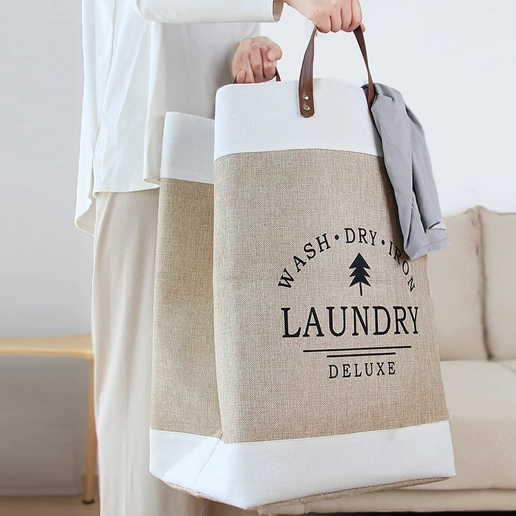 Large clutter storage fabric art handle basket