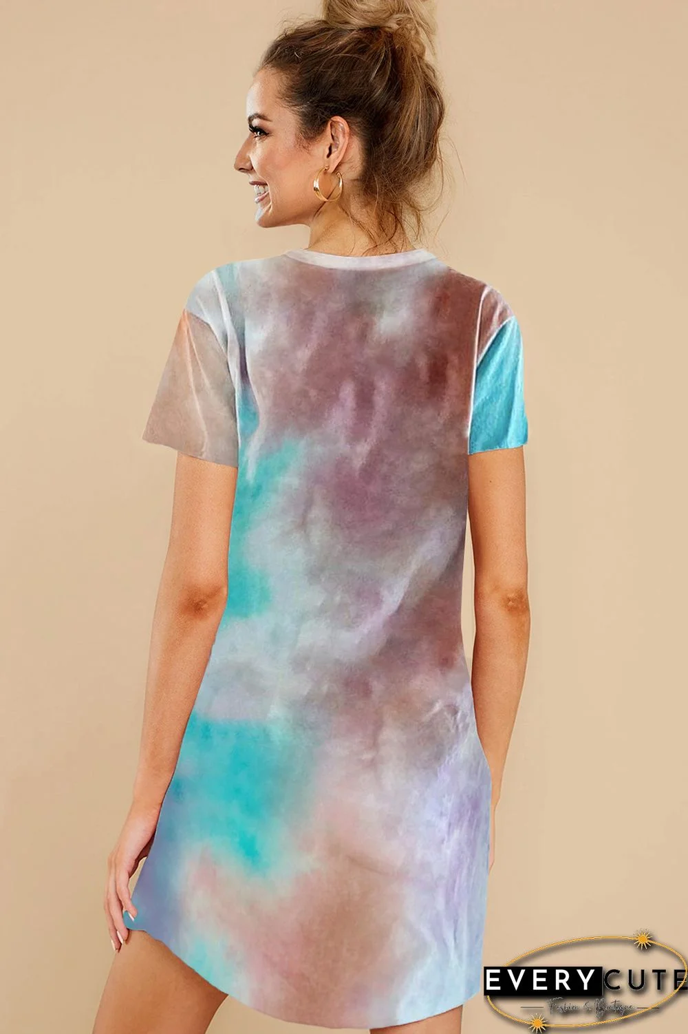 Ombre Multicolor Cotton T-shirt Dress