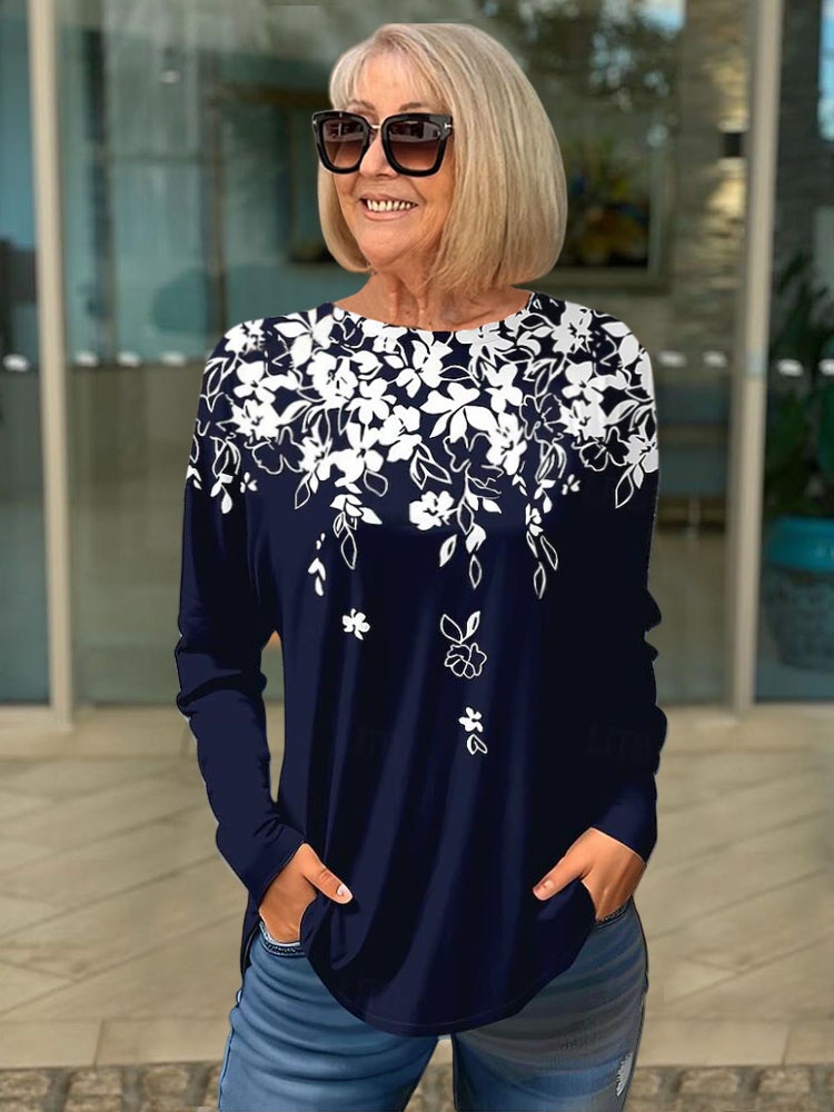 Women's tops Printed Long T-shirt