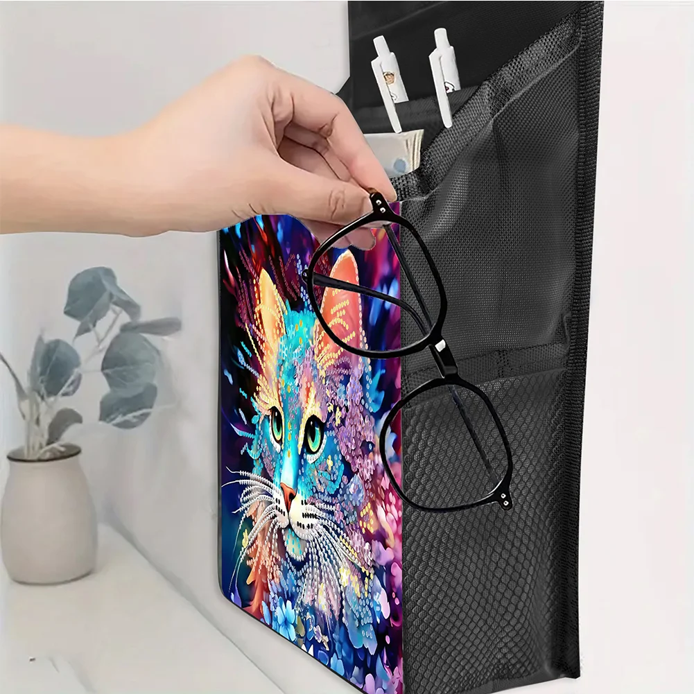 5D DIY Flower Cat Diamond Painting Hanging Storage Bag Diamond Art Organizer Box Home Decor 