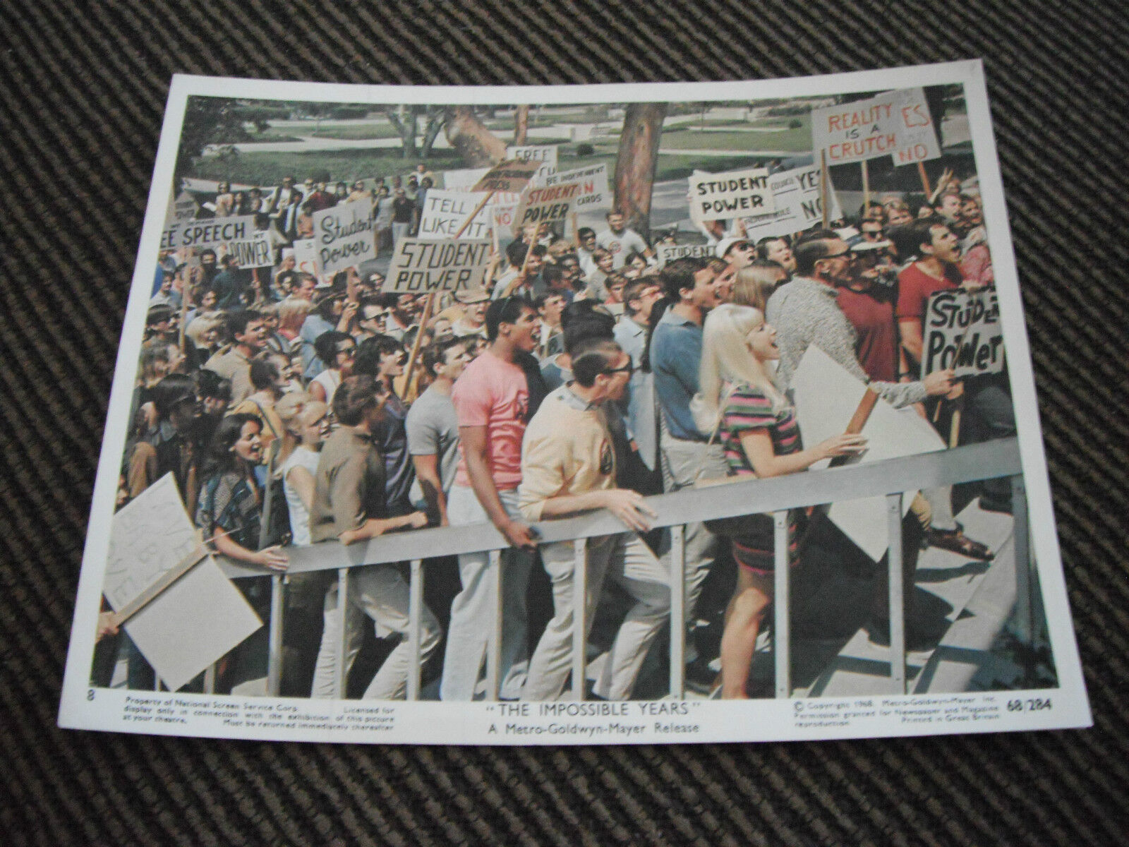 The Impossible Years Color 8x10 Promo Photo Poster painting Original Lobby Protest Scene 1968