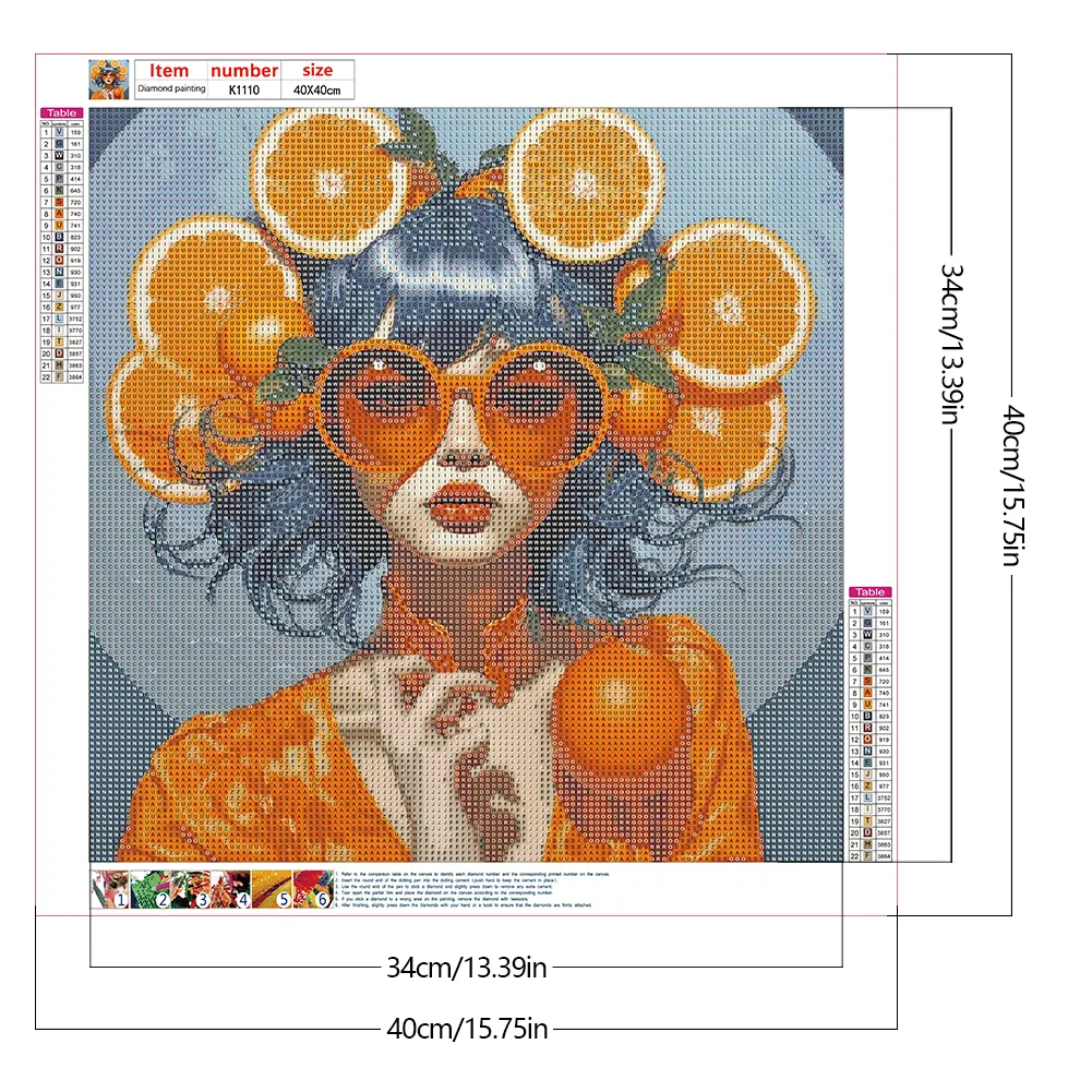 Full Round Diamond Painting 40*40cm - Orange Girl