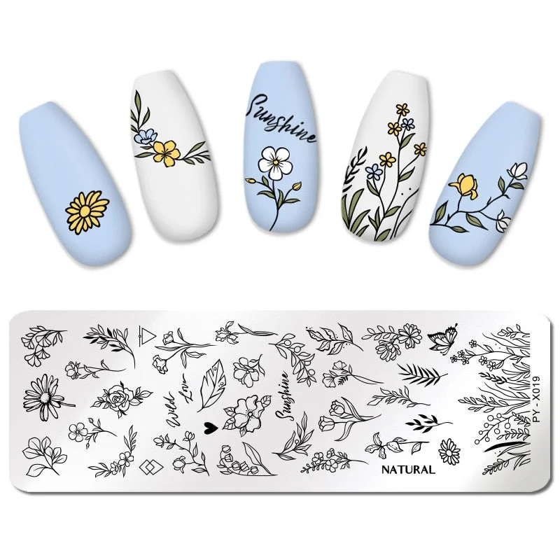 PICT YOU Nail Stamping Plates Flower Plant Pattern Nail Art Plate Stencil Stainless Steel Line Pictures Theme Image Plates Mold-Nail Inspo