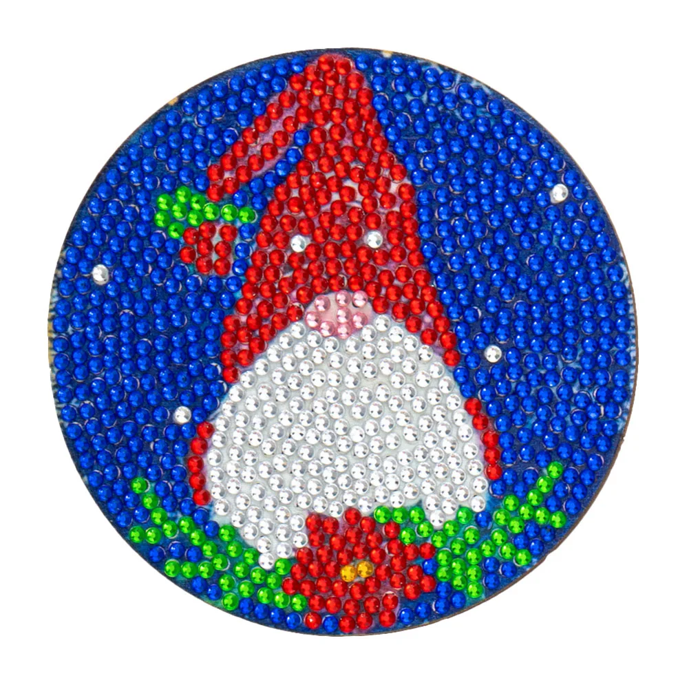 6pcs DIY Point Drill Coaster Christmas Style with Mat Shelf Kits(Wooden)