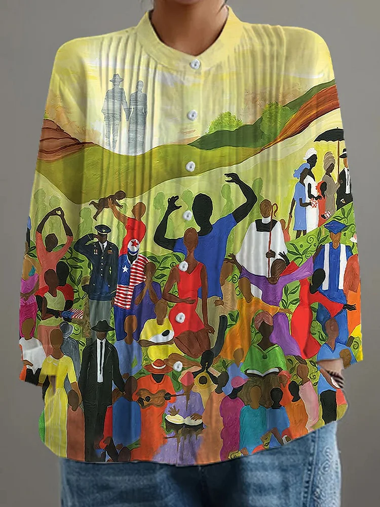 Women's Juneteenth Independence And Freedom Art Print Printed Blouse 