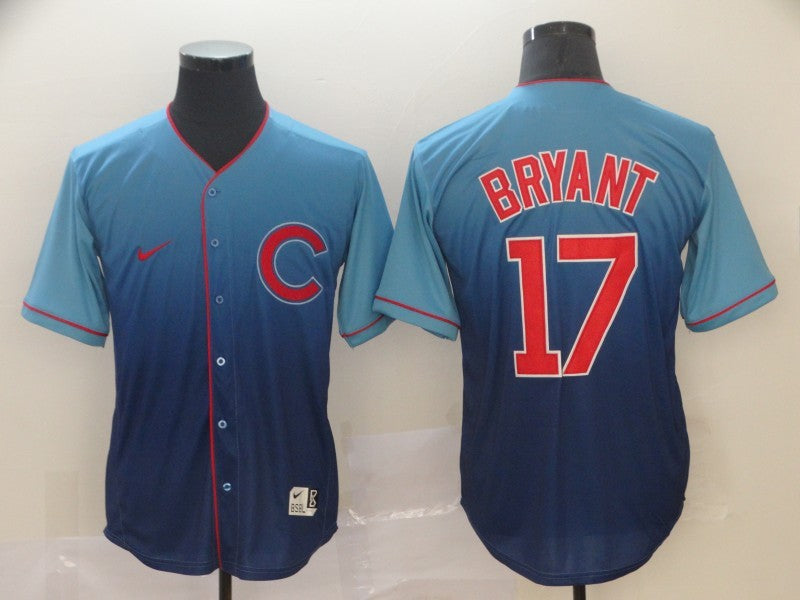 Men's Chicago Cubs Kris Bryant #17 Blue Player Jersey mysite