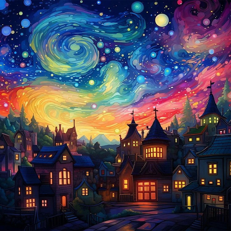 Night Of Colorful Clouds 30*30CM (Canvas) Full Round Drill Diamond Painting gbfke