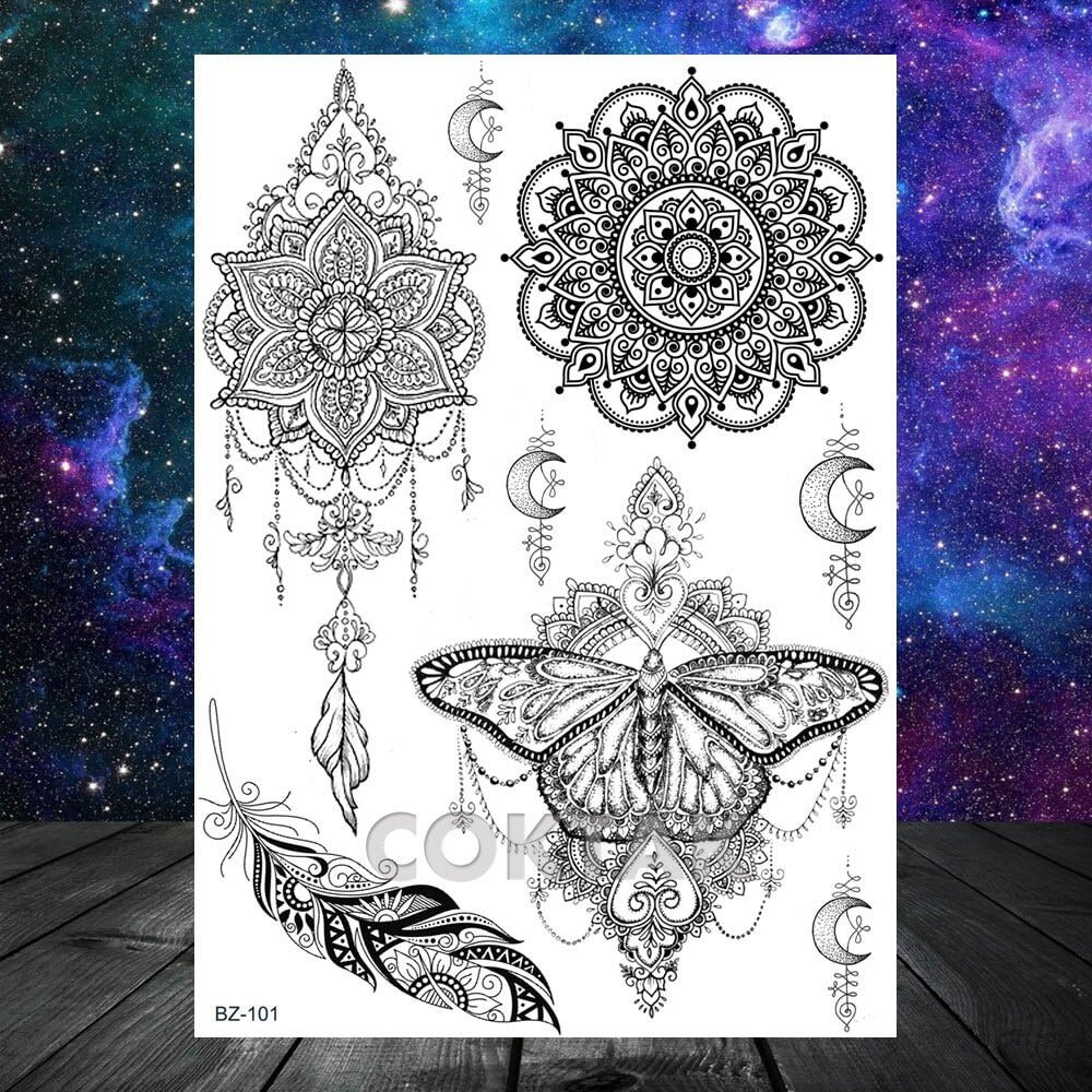 Geometric Skull Temporary Tattoos For Men Women Realistic Fake Wolf Gangster Tattoos Sticker Outer Space Planets Tatoos Washable