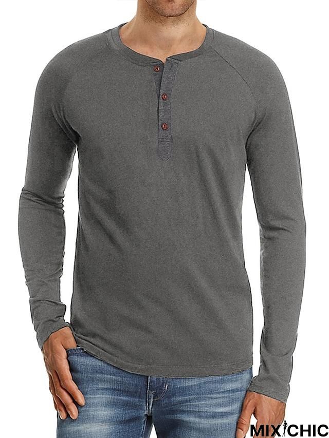 Men's Long Sleeve T-Shirt Solid Color Casual Top Basic Non-Printing Shirt Soft Touch Daily Wear