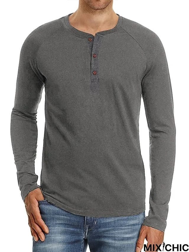Men's Long Sleeve T-Shirt Solid Color Casual Top Basic Non-Printing Shirt Soft Touch Daily Wear