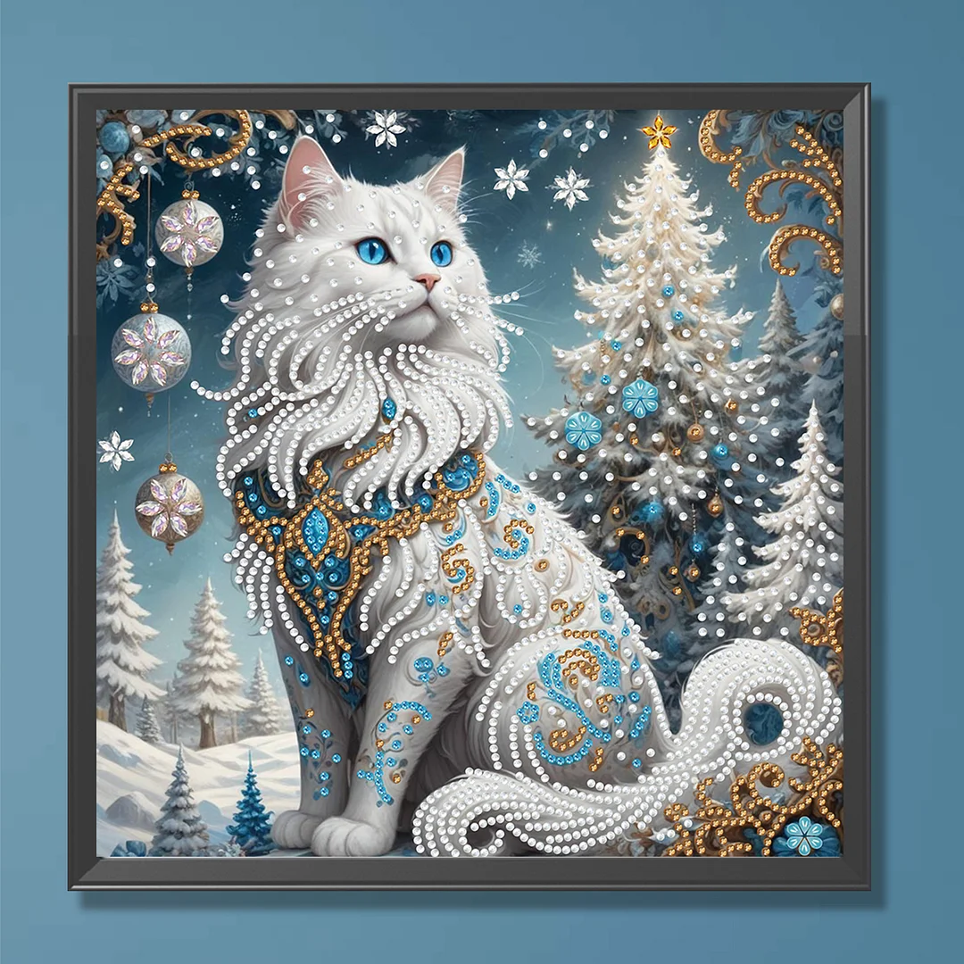 Winter Cat - Partial Special Shaped Drill Diamond Painting Kits (Canvas|30*30cm)