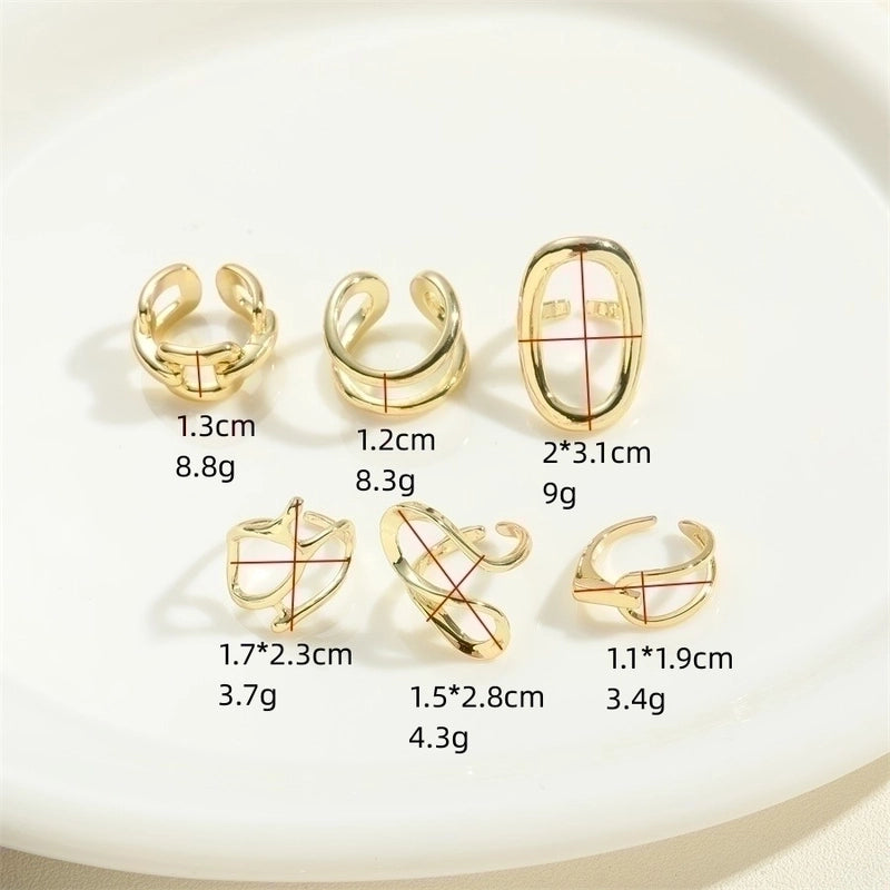 Minimalist Geometric Copper Twist 14k Gold Plated Open Rings