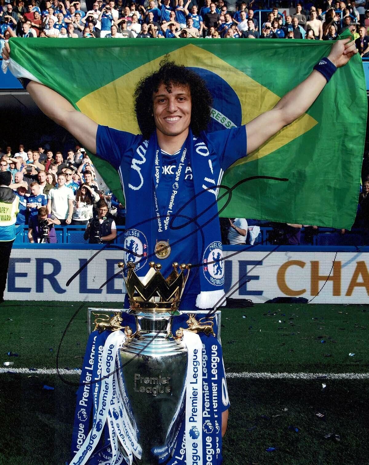 David LUIZ Signed Autograph 10x8 Photo Poster painting B AFTAL COA Chelsea Premier League