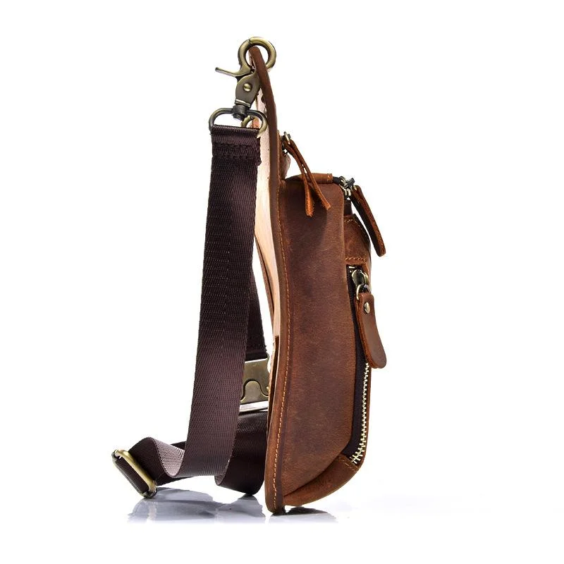 Men's bag retro crazy horse leather men's horizontal shoulder messenger bag