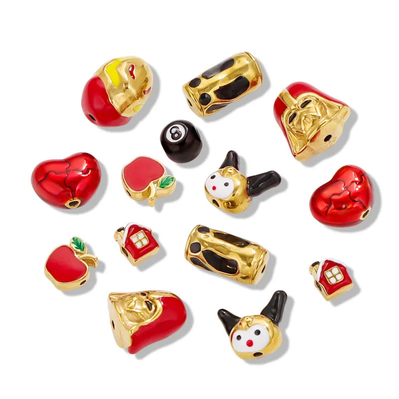 5 PCS/Package 12*16mm Hole 1~1.9mm 304 Stainless Steel Fruit Heart Shape Jewelry Accessories