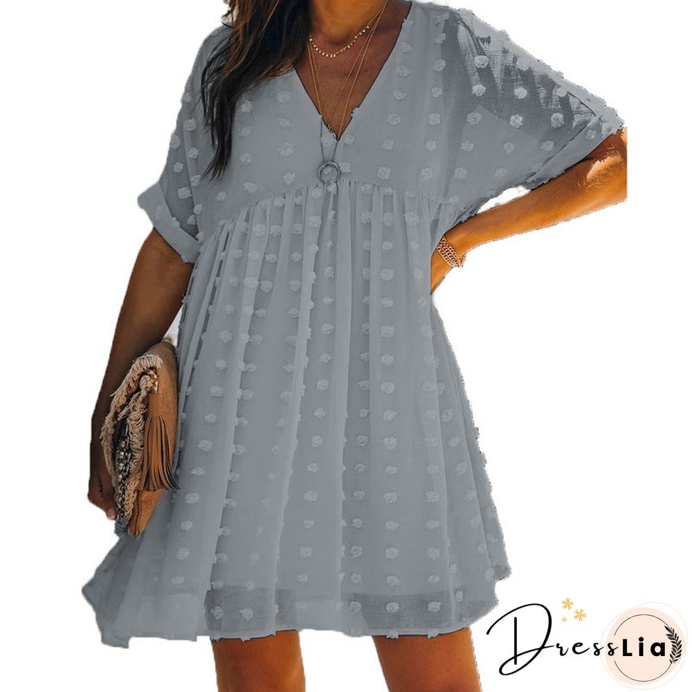 Short Sleeve Waist Jacquard Women's Skirt