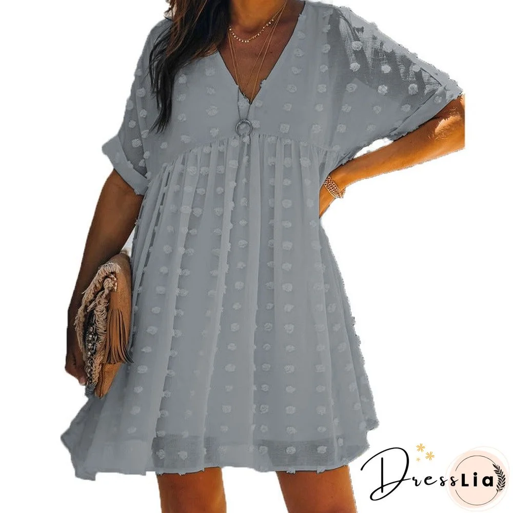 Short Sleeve Waist Jacquard Women's Skirt