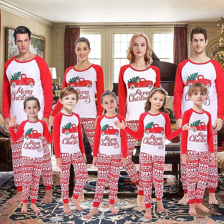 Christmas Car Pattern Family Matching Pajamas Set