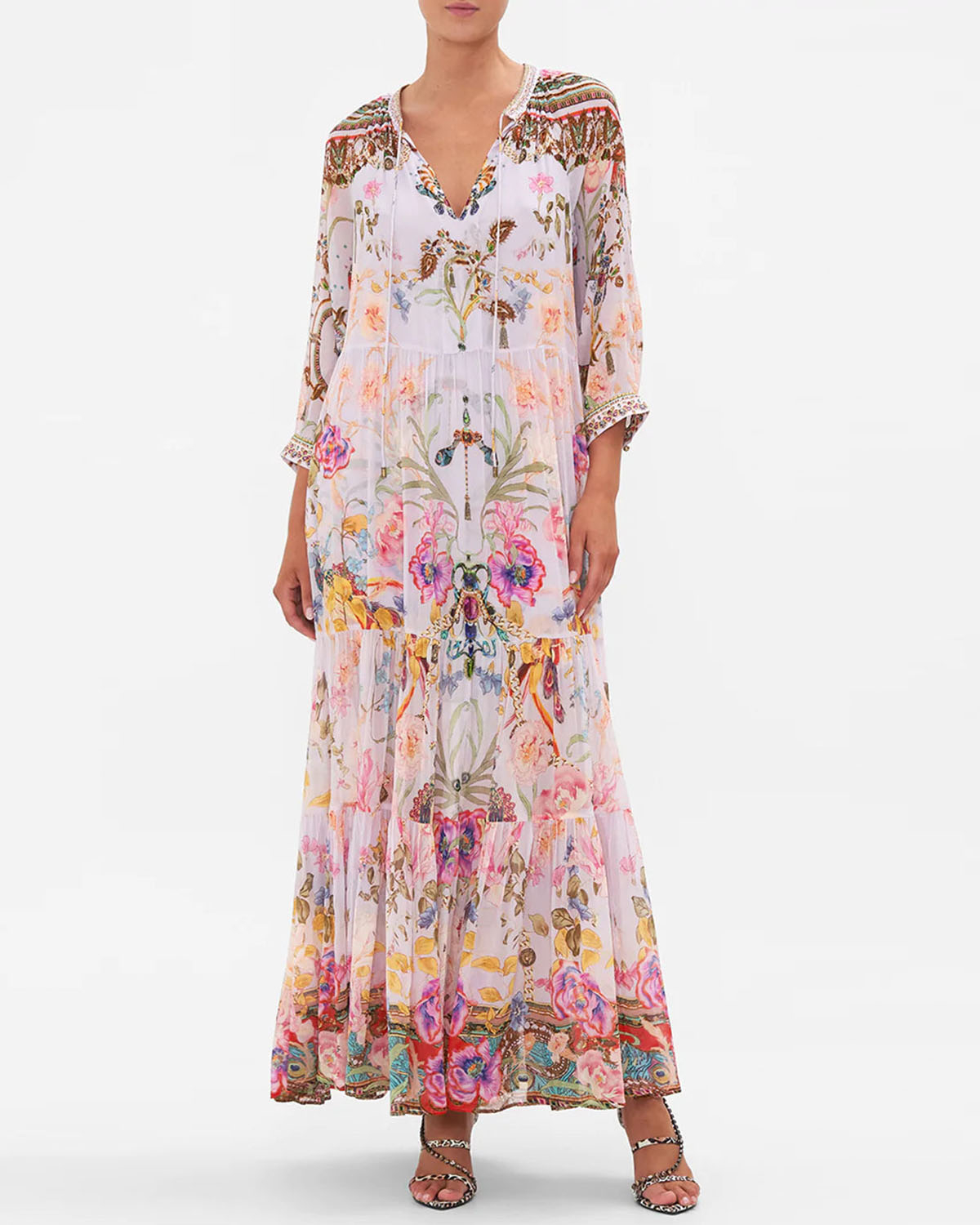 LONG GATHERED PANEL DRESS SUNRISE IN SINTRA